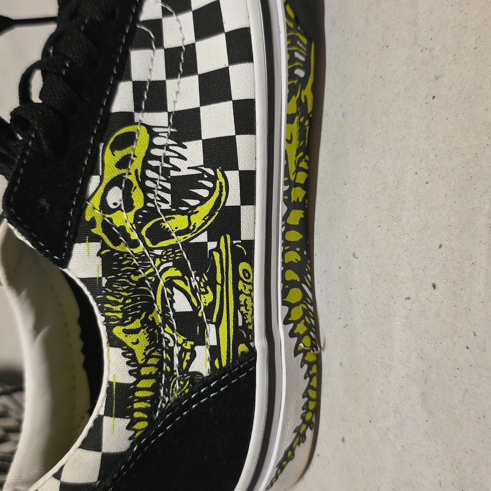 Vans Ward Dino Checkerboard T Rex Old Skool Low Skate Shoes Sneakers Size 5y - Picture 8 of 12